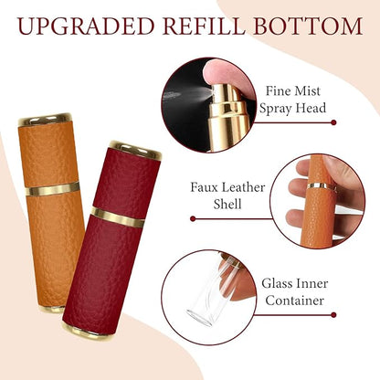 LUEXBOX 7 Pack Portable Perfume Bottle for Travel, Mini Refillable Perfume Dispenser, 5ml Faux Leather Leak Proof Perfume Atomizers Bottles Sprayer for Pocket Perfume