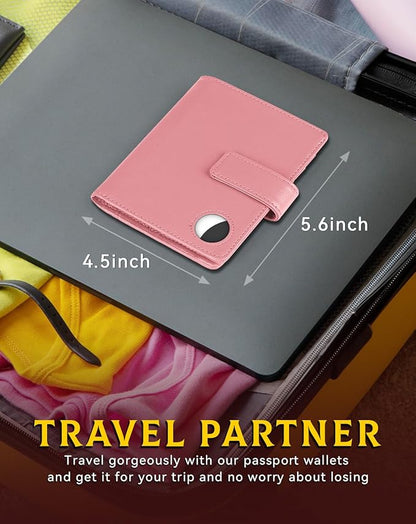Passport Holder Wallet Cover Case for Women and Men,RFID Blocking,Passport Case,Travel Accessories (Light Pink)