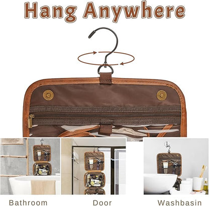 2025 Personalized Custom Christmas Gifts for Men, Large Hanging Toiletry Bag Leather Shaving Toiletries Bags for Him, Waterproof Travel Bag, Gift for Anniversary, Dad, Grandpa, Husband, Lover