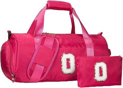 7 Year Old Girl Birthday Gift, Girls Travel Duffel Bag, Kids Initial Overnight Bags with Shoe Compartment, Customized Sport Gym Weekender Bag with Makeup Pouch, Preppy Stuff (Letter O)