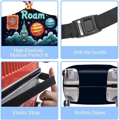 World Map Luggage Cover – Stylish and Durable Travel Suitcase Protector for Wanderlust Enthusiasts and Globe-Trotters, Fits 32"-34" Suitcase,XL