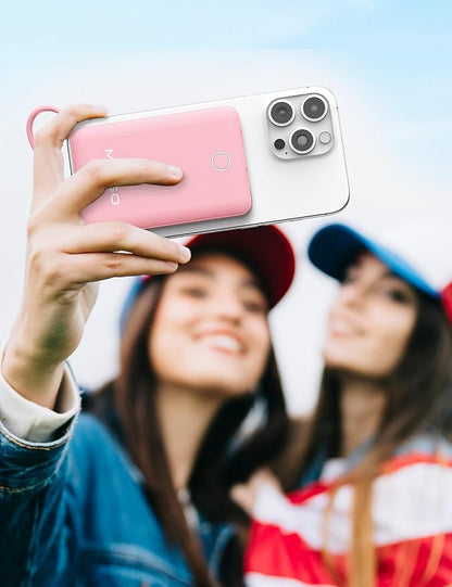 miisso 10000mAh Compatible with iPhone 15/16/17 and Android, Slim Portable Charger with Built in Cable, Power Bank Travel Charger External Battery Pack for Phone, 3 Output USB Type C Cord, Pink