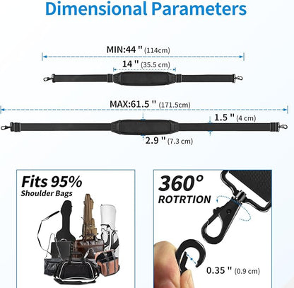 3D Air Cushion Ultra Comfortable Bag Strap, 67" Thicken Shoulder Strap with Double Adjustable Buckles and Metal Hooks, Ideal for Laptop Messenger Bag/Crossbody Bag(Reduced Stress)