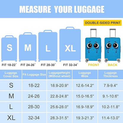 Crying Face Luggage Cover, Washable Funny Cartoon Suitcase Cover, Stretchable Travel Suitcase Protector Anti-scratch Bag Cover,L