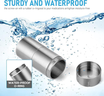 TISUR Pill Case, Titanium Keychain Pill Holder, 2 Compartments Small Metal Pill Box Tiny Waterproof Pill Bottle Pocket Portable Pill Organizer Container for Travel Purse Outdoor(Extended Upgrade)