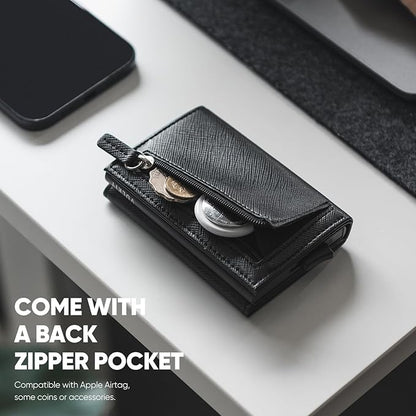 VULKIT Pop up Wallet Minimalist Cash Wallets RFID Blocking Leather Smart Credit Card Holder with Magnetic Closure for Men