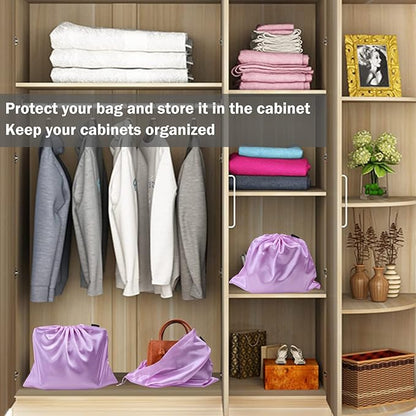 10 Pack Dust Bags for Purses and Handbags, Silk Dust Cover Storage Bag with Drawstring Travel Storage Pouch for Handbag Purse Shoes Boots (Pink, 19.6 × 15.7 in)