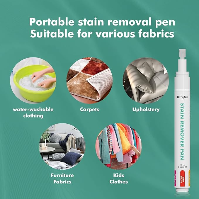 Stain Remover Pen for Clothes, Portable & Safe Stain Sticks, Instant Travel Stains Remover for Cleaning Spot, Like Juice, Food, Ketchup, Ink and Even Blood - 4 Count