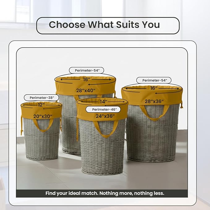 LFH Home Large Premium Cotton Canvas Laundry Bag with Drawstring and Handles Heavy Duty, Multi-Use, and Washable for Home, Travel, College or Storage 28x36 (Pack of 2)-Yellow