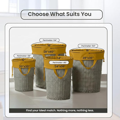 LFH Home Large Premium Cotton Canvas Laundry Bag with Drawstring and Handles Heavy Duty, Multi-Use, and Washable for Home, Travel, College or Storage 28x36 (Pack of 2)-Yellow