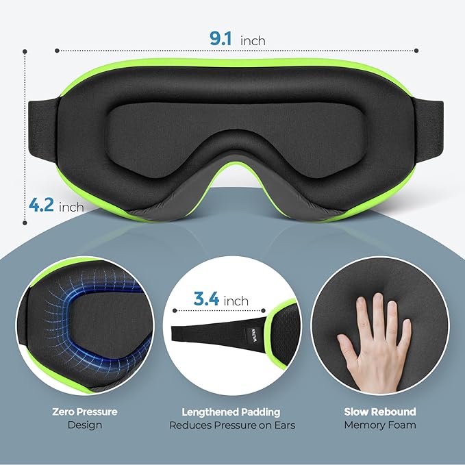 WAOAW Sleep Mask for Men Women: Blackout Eye Masks for Sleep - 3D Breathable Soft Comfortable Eye Mask for Travel - Adjustable Light Blocking Night Masks for Sleeping