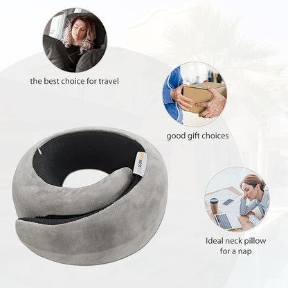 Snail Flexible Neck Pillow, Airplane Travel Pillow, Premium Memory Foam Travel Pillow, 360° Ergonomic Design, Asymmetrical Sides, Suitable for Office, Automotive, Washable Pillowcase