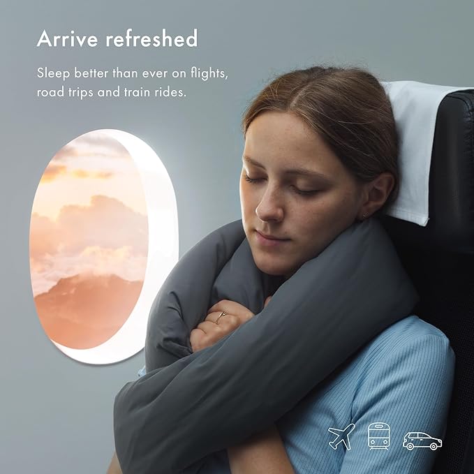 Huzi Infinity Pillow - Home Travel Soft Neck Scarf Support Sleep (Terracotta)