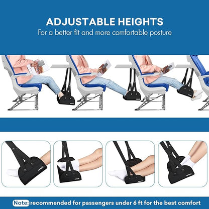 Airplane Foot Hammock Made with Premium Memory Foam, Portable Foot Rest with Comfortable No Clashing Base, Foot Sling Travel Essentials to Reduce Swelling and Soreness, Gifts for Travelers