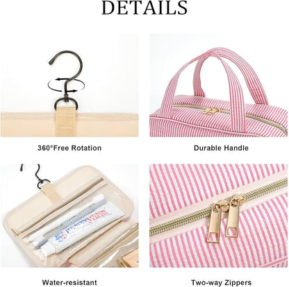 YOOLIFE Christmas Gifts for Women Stocking Stuffers, Initial Hanging Toiletry Bag for Women, Travel Toiletry Bag, Birthday Gifts for Mom Daughter Sister Friends, Letter K, Pink