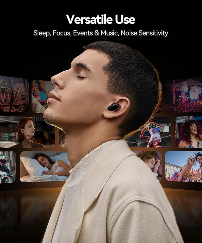 Ear Plugs for Sleeping 45dB Noise Cancelling Ear Plugs for Noise Reduction & Snoring, Concerts, Earplugs for Sleep, Sider Sleepers Airplane, Silicone Earplugs Reusable Concert Ear Plug +8Tip Black