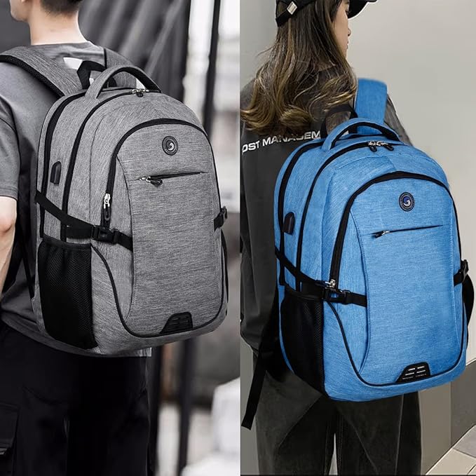 SHRRADOO Anti Theft Laptop Backpack Travel Backpacks with usb Charging Port for Women Men High School College Backpack Computer Bag Fits 17 Inch Laptop,Sky Blue