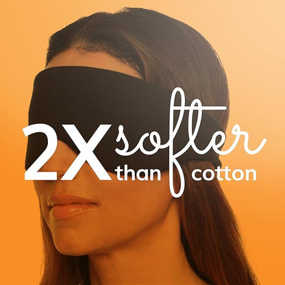 Happyluxe Escape Sleep Mask - Buttery Soft Airplane Eye Mask for Sleeping or Napping in Bed. Machine Washable. - Jet Black, Made in USA