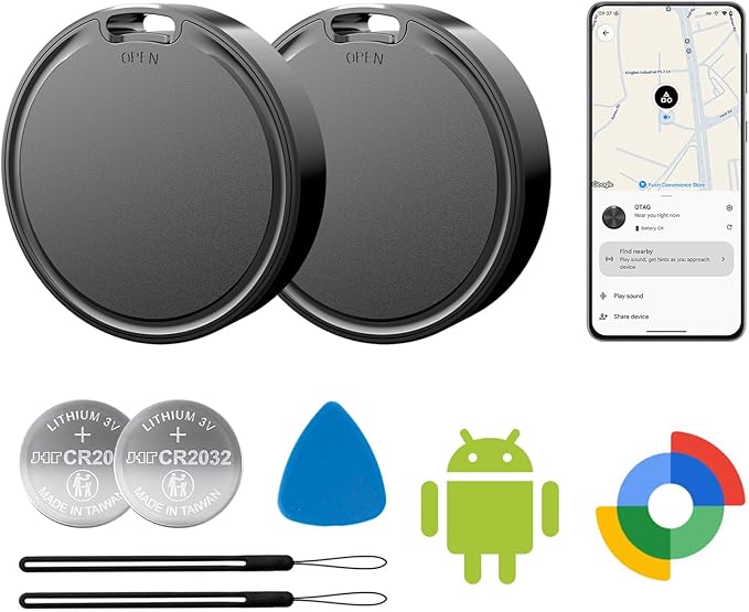 Air Tags for Android,Air Tags-2 Pack Android,Android Tracker Tags,2 Year Battery Life,Google Find Trackers for Google'S Find Hub App,IP65 Waterproof Luggage Tracker Android for Keys,Wallets,Luggage