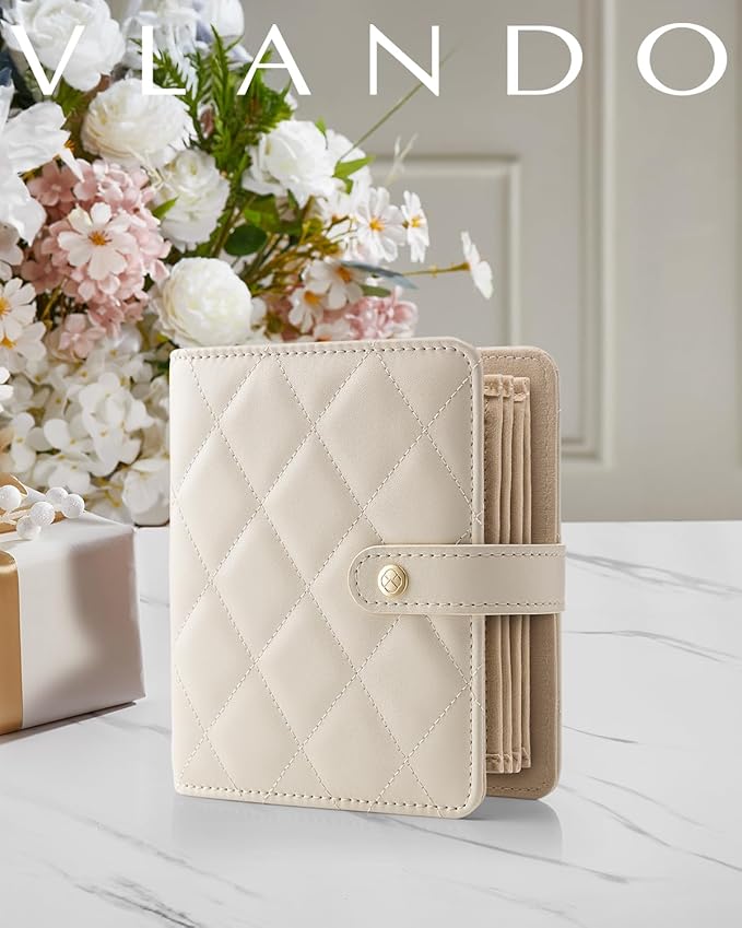 Vlando Travel Jewelry Organizer Case,Mothers Day Gifts for Her,Portable Jewelry Organizers Storage Book with Clear Zipper Velvet Jewelry Pouch Bag for Travel Essentials,Ring,Earring-Cream White