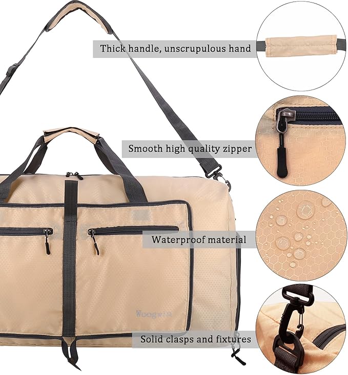 Woogwin Travel Duffel Bag Large Foldable Waterproof Overnight Bag for Beach Swim Bags Pool Sports Gym