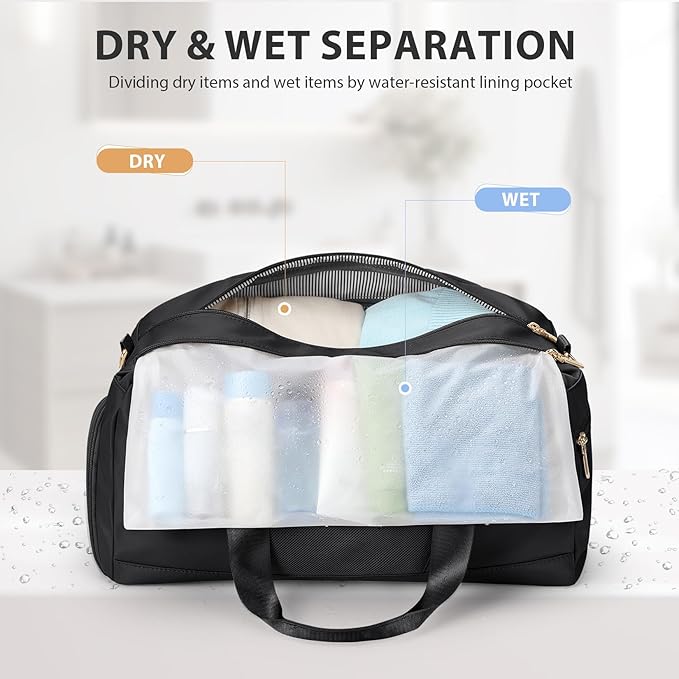 VNINE Duffle Bag for Women Men Travel Bags with Shoes Compartment Carry On Weekender Bag Airlines Approved Duffel Bag with Wet Pocket Water Resistant Overnight Sports Workout Dance Bags