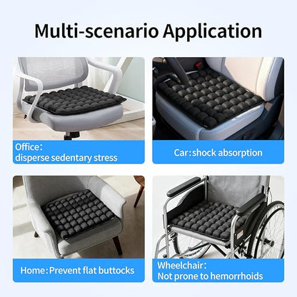 Inflatable Travel Cushion for Airplane and Car - Adjustable Air Pressure Seat Cushion for Long Flights, Office Chairs, and Travel - Portable 17.7x15.7 Inches - Black