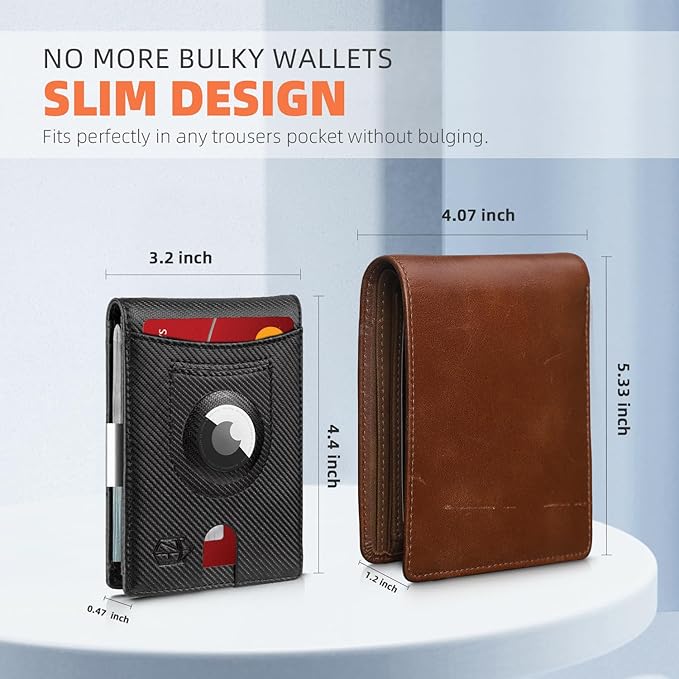 Zitahli Men's Wallets Airtag Holder Slim Rfid Leather with Gift Box