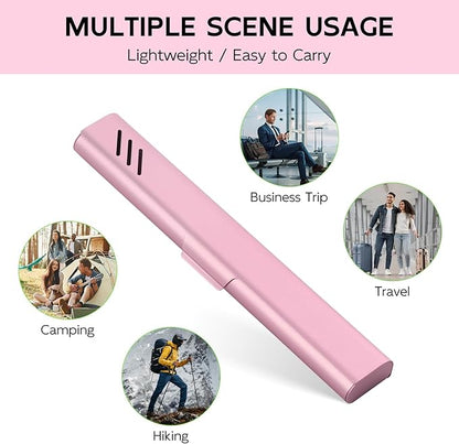Travel Toothbrush Case, 2Pack Portable Toothbrush Holders, Durable Aluminum Toothbrush Storage Box, Small Breathable Manual Toothbrush Container for Traveling, Camping, Business Trip - Pink