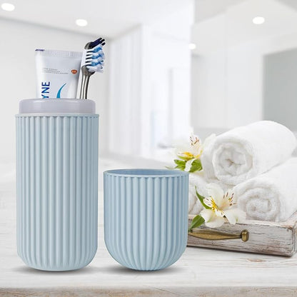 UCEC Toothbrush Travel Case, Portable Holder for Travel, Business, School - 2 Pack (Blue, Grey)