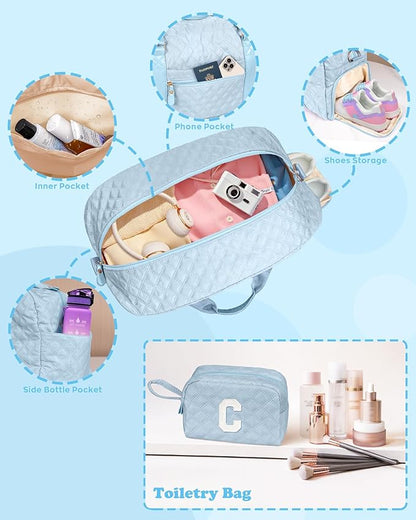 Personalized Duffle Bag Women Girls Gift: Letter Carry on bags, Dance Cheer bag Sports for Girl, Kid Gymnastics Bags, Birthday Gifts for Women Girls Kids Teens Mom Teacher