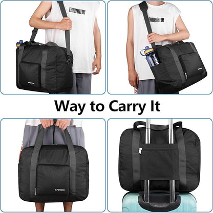 For Allegaint Airlines Personal Item Bag 17.7x12.6x6.3 Foldable Travel Duffel Bag Underseat Carry-on Luggage for Women and men 25L(Black)