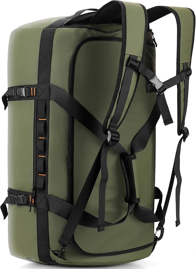 40L/60L/90L Large Waterproof Duffle Bag Backpack for Men, Mens Duffel Backpack Bags for Traveling, Heavy Duty (Green, 90l)
