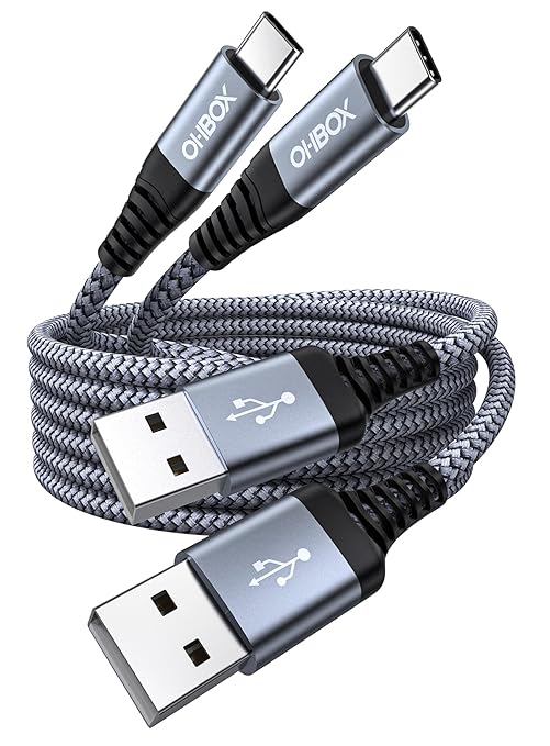 USB C Cable Fast Charging 10FT 2Pack, Long USB A to USB C Cable for Car, Durable Braided USB to USB Type C Cord iPhone USBC Charger for iPhone 17/16/15/Pro Max/Plus, Samsung Galaxy S23 and More(Gray)