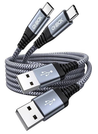 USB to USB C Cable 60W Fast Charging [2 Pack 6FT], USB A to USB C Cable for CarPlay, Durable Braided USB Type C iPhone Charger USBC Cord for iPhone 17/16/15/Pro Max/Plus, Samsung Galaxy S23 and More