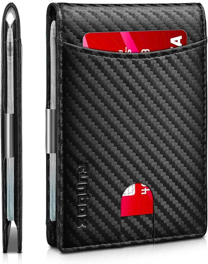 RUNBOX Money Clip Slim Wallets for Men RFID Blocking 11 Card Holder Minimalist Small Leather Bifold Men's Front Pocket Wallet Gift Box