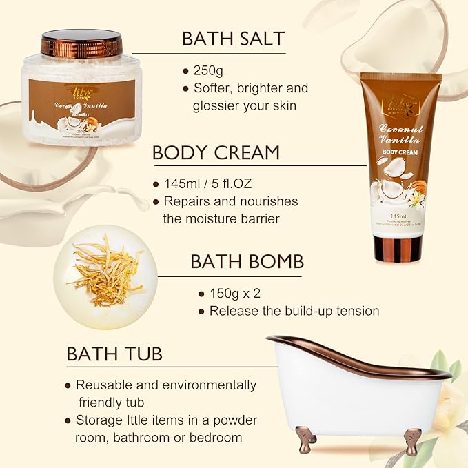 Christmas Gifts for Women - 7-Piece Nourishing Bath & Body Gift Set, Bath Collection | Mothers Day Gifts for Mom, Fathers Day Gifts, Birthday Gifts, Self Care Kit, All Occasion Gift for Her & Him