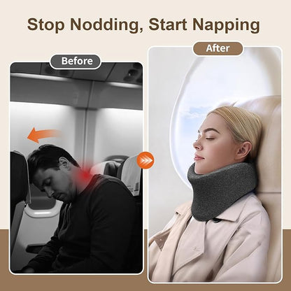 Travel Neck Pillows for Airplanes, Patented Chin Support Napping Travel pillow for Airplanes to Prevent Head Tipping,Dense Memory Foam for Plush Support,Ergonomic Airplane Pillow for Long Flight