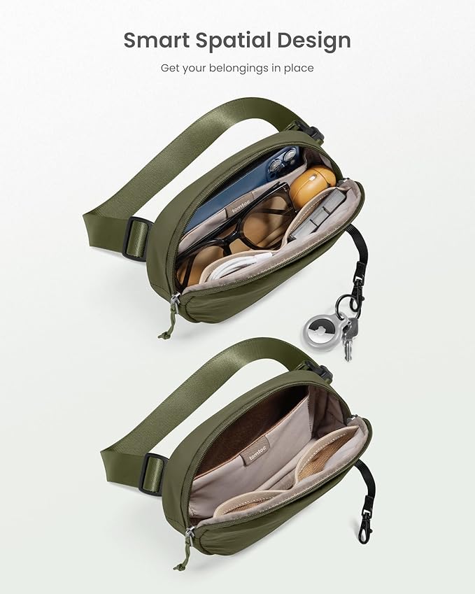 tomtoc Belt Bag with RFID Blocking, 1.5L Cross Body Fanny Pack for Women Men, Sling Waist Bags with Adjustable Strap for Travel Walk