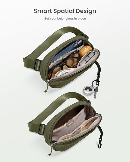 tomtoc Belt Bag with RFID Blocking, 1.5L Cross Body Fanny Pack for Women Men, Sling Waist Bags with Adjustable Strap for Travel Walk