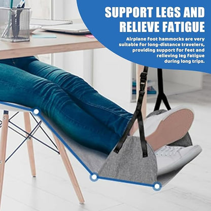 Portable Airplane Foot Hammock, Height Adjustable Feet Rest for Plane Travel, Office, Desk, Bus, Train, Long Trip(Light Gray)