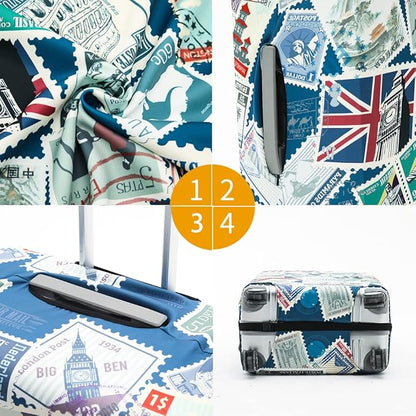 Travelkin Luggage Covers For Suitcase Tsa Approved,Suitcase Cover Protector Fit 18-32 Inch Luggage (Stamp, M)