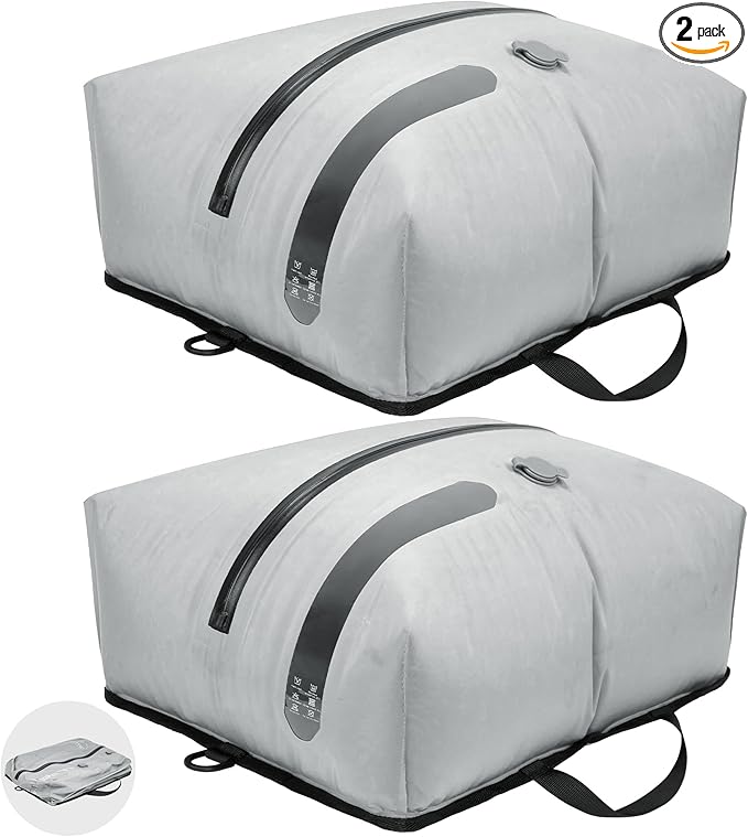 ONTYZZ Two Pack Travel Vacuum Compression Bags Space Saver Vacuum Bags Reusable Compression Bag with IP67 Waterproof Zipper for Travel Suitcases and Backpack,Grey（NO PUMP!）