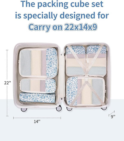 Narwey 6 Set Compression Packing Cubes for Travel Kids Women Carry on, Packing Organizers Bag for Backpack Luggage Suitcase Duffle Bags