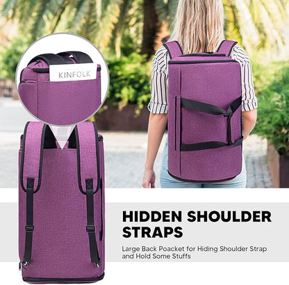 Convertible Garment Bag with Shoulder Strap, 58L capacity Garment Duffle Bags for Travel 4 in 1 Foldable Carry on Garment Bags Suit Bag with Shoes Compartment Garment Bag for Men Women,Purple