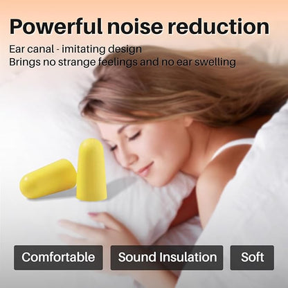 250 Pairs Quality Foam Ear Plugs Bulk, NRR 32dB for Shooting,Sleeping,Work & Construction Site,Yellow