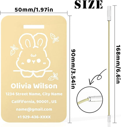 4 PCS Personalized Luggage Tags for Suitcases, Custom Aluminum Luggage Tags for Bags and Backpacks, Waterproof & Heavy Duty Personalized Metal Name Tags for Travel (Gold)