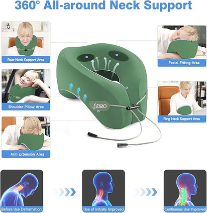 jiaao Travel Neck Pillow, Memory Foam Travel Pillow, Includes 3D Eye Masks, Earplugs, and Storage Bag, U-Shaped Napping Pillow for Airplanes, Cars, Trains, Home