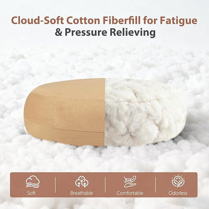 FLORICH Car Headrest and Lumbar Support Double-Sided Suede & Leather Neck Rest Cushion with Back Support Breathable Car Seat Headrest and Lumbar Support for Car Office Chair Fatigue Relief, Brown