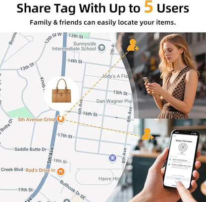 Esky Air Tracker Tags-4 Pack, Bluetooth Smart Luggage Tracker Works with Apple Find My APP (iOS Only, Not for Android), Key Finder and Item Locator for Luggage, Backpack, Suitcases, Wallet